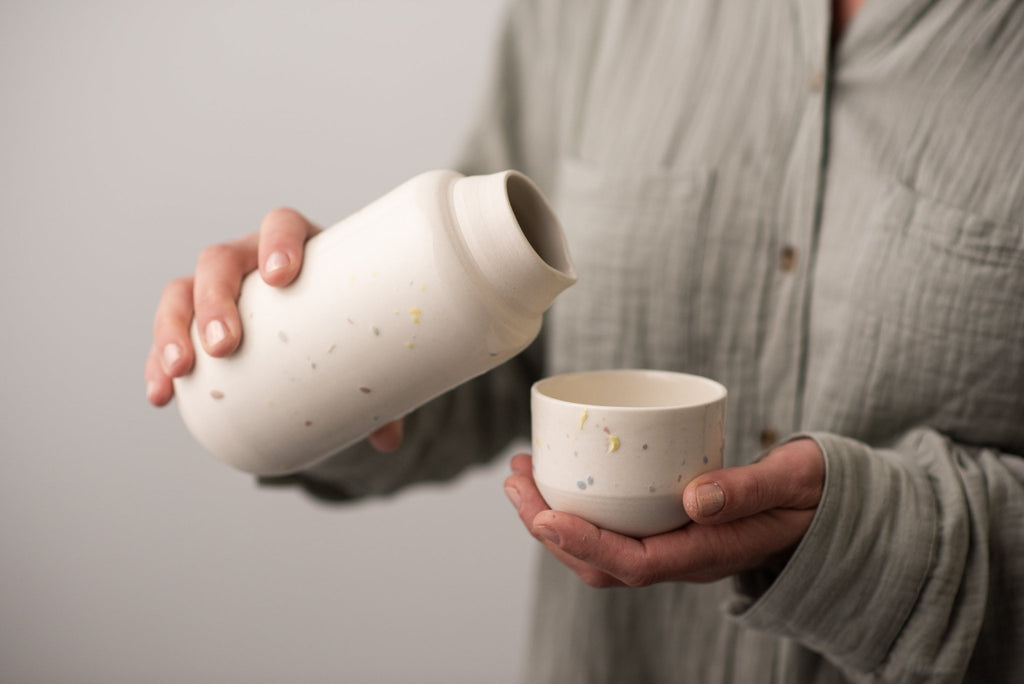 Ceramic water carafe with cup - Confetti collection - Parceline