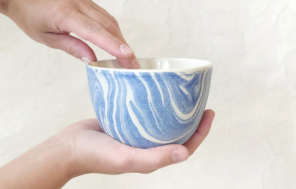 Marbling ceramic bowl - blue+550ml - Feuilles X Parceline - Parceline