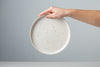 Large ceramic plate, white and colored sparkles. Handmade in Montreal.