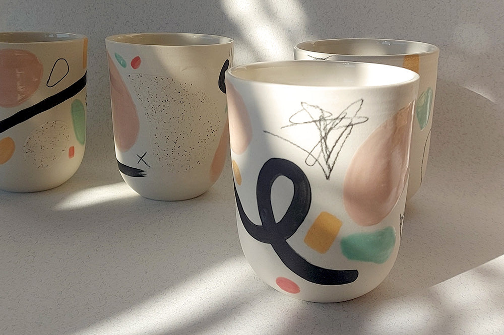 Modern ceramic mug handmade in Quebec, Canada