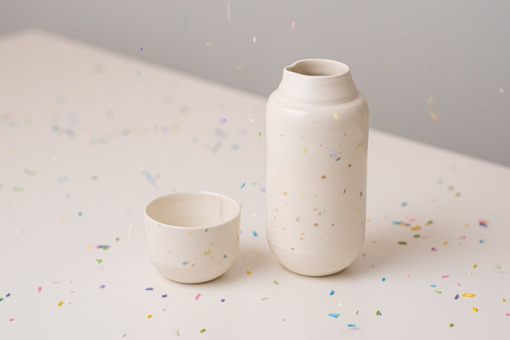 Ceramic water carafe with cup - Confetti collection - Parceline