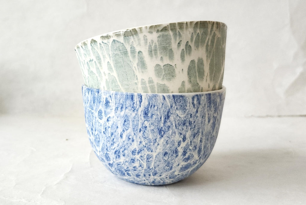 Marbling ceramic tea cup - blue+300ml - Feuilles X Parceline - Parceline
