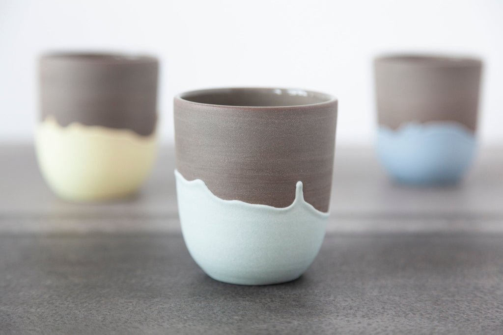 Stoneware coffee mug 8oz - teal - Dripping collection - Parceline
